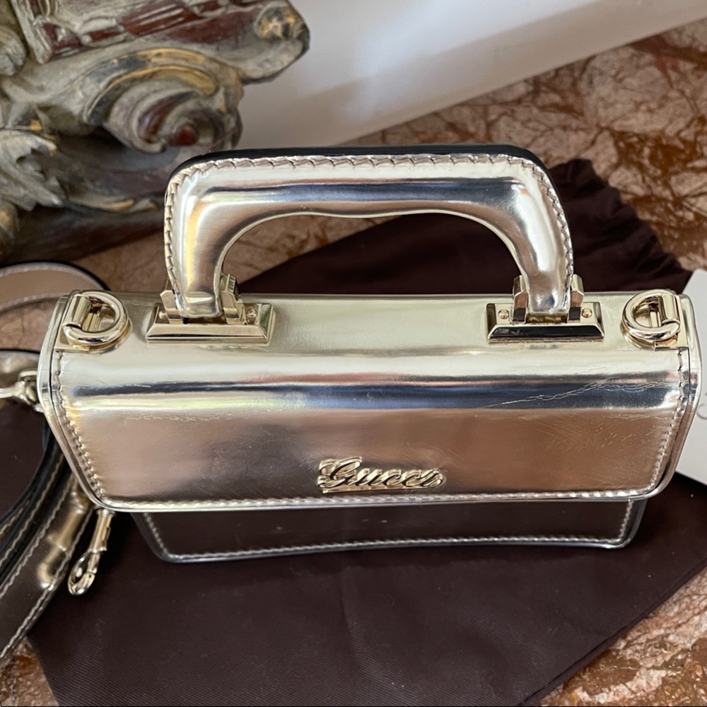 Gucci Vintage Metallic Silver Mini Top-Handle Bag( Milan Fashion Show) - Picture 3 of 12